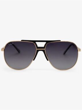 Dax brand Aviator Metal Frame Sunglasses - Gold Frame with Gradient Black Lenses